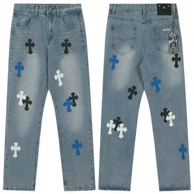 Unbranded Jeans Straight-leg with cross appliqué patches product detail image 7
