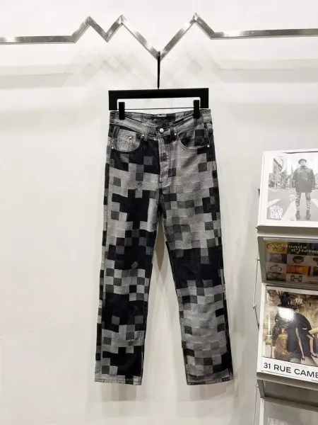 Balenciaga Pixel Print Straight-Leg Jeans Multicolor - 1