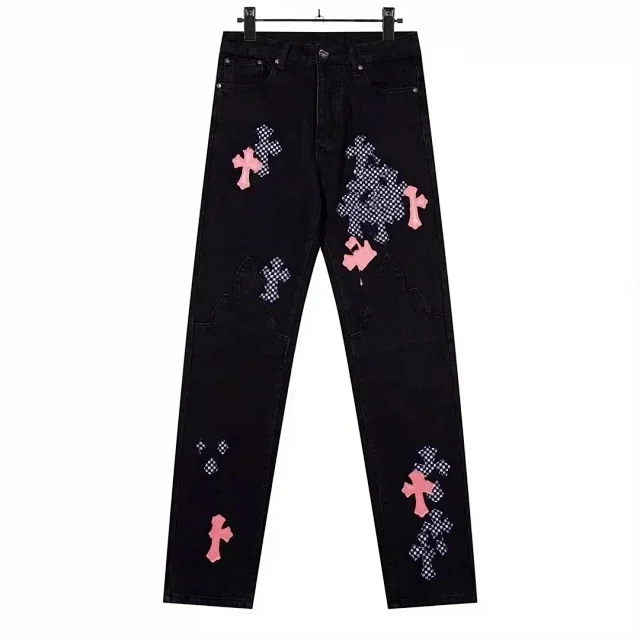 Unbranded Jeans Straight-leg with cross appliqué patches product detail image 3