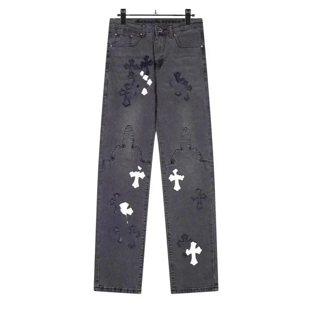 Unbranded Jeans Straight-leg with cross appliqué patches product detail image 2