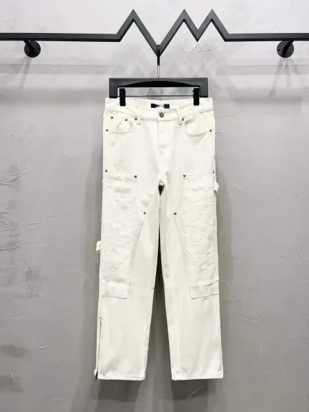 Louis Vuitton Monogram Embossed Cargo Jeans White - 1