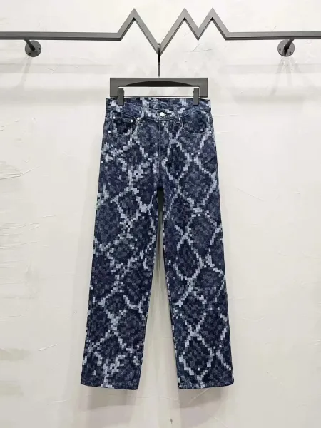 Balenciaga Pixel Snake Print Wide-Leg Jeans - 1
