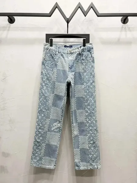 Louis Vuitton Monogram Patchwork Denim Jeans Light Blue - 1