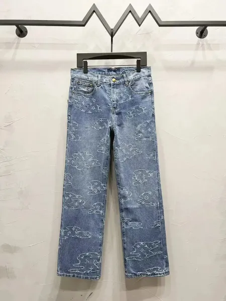 Louis Vuitton Monogram Cloud Print Straight-Leg Jeans Blue - 1