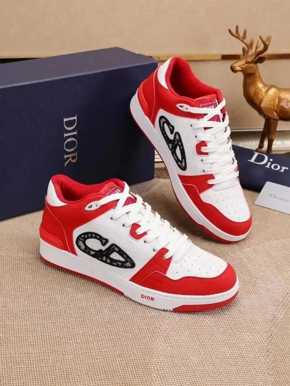 Dior B23 Low Green and White Sneakers - 7