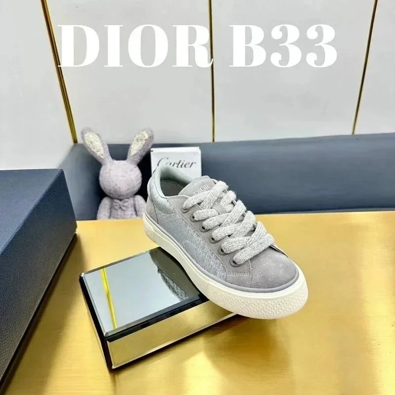 Dior B33 Red and Beige Oblique Canvas Sneakers - 4