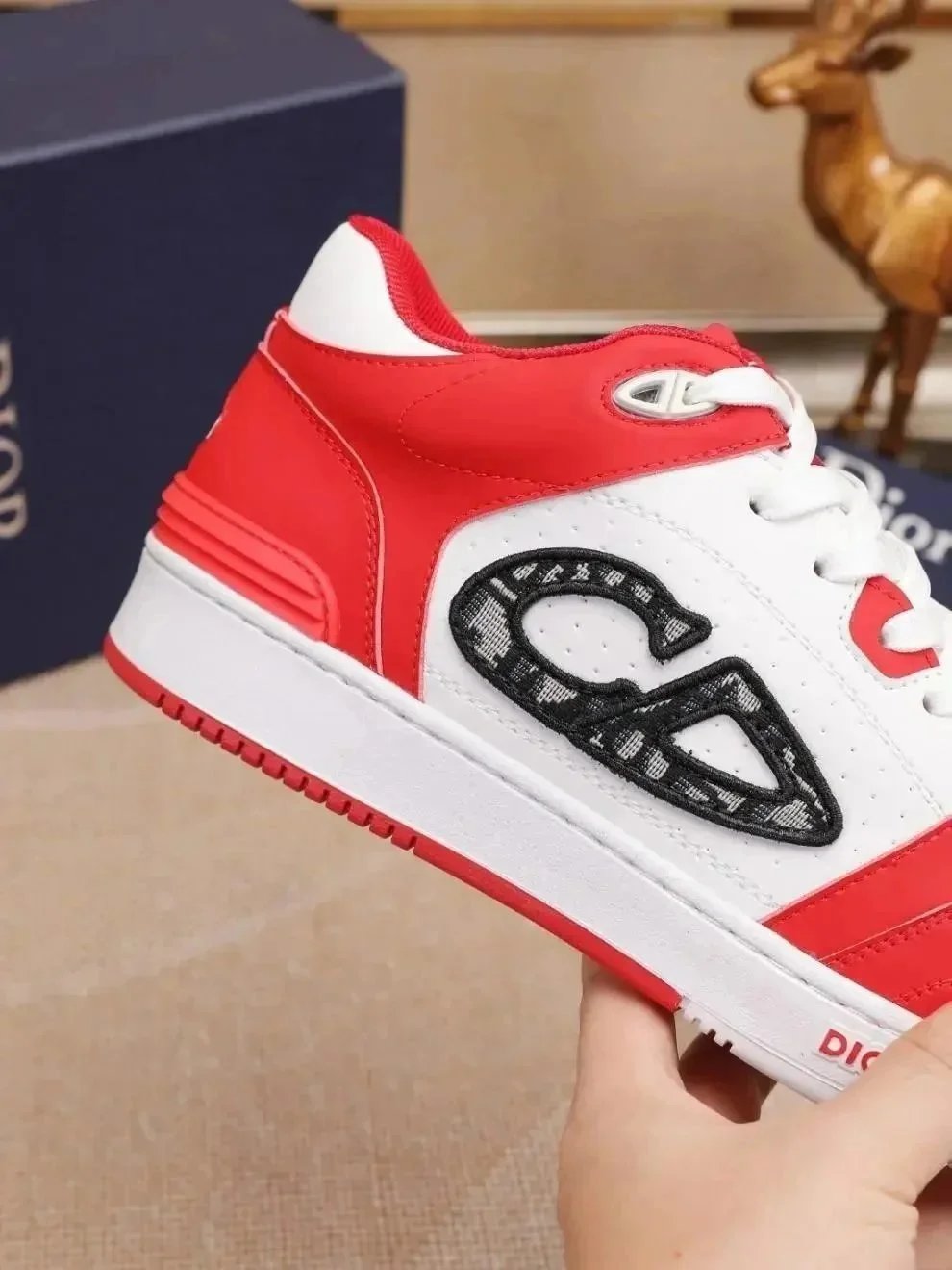 Dior B23 Low Green and White Sneakers - 9