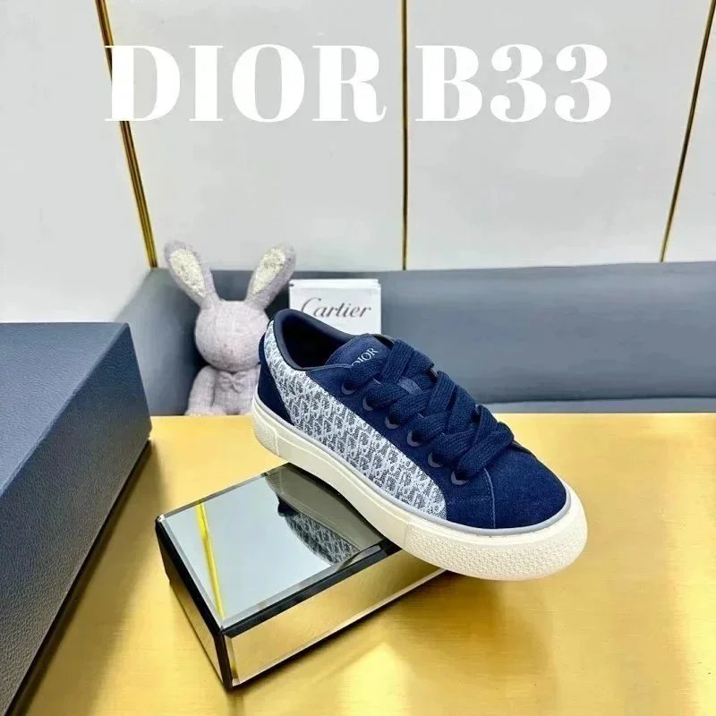 Dior B33 Red and Beige Oblique Canvas Sneakers - 5