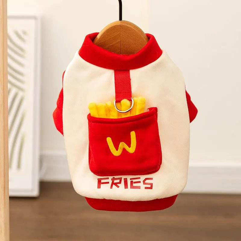 Autumn and Winter French Fry Hoodie, Funny Pet Clothes for Teddy and Bichon Frise, Dogs and Cats