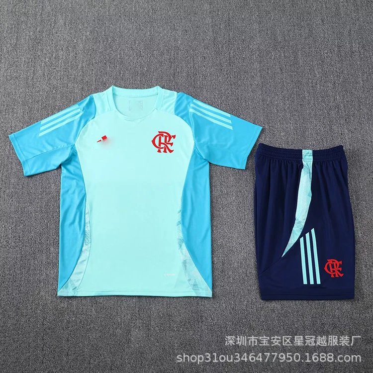 Adidas Football Jerseys Short-Sleeve Training Jersey and Shorts Set — A- 25-26 Flamenco (1)