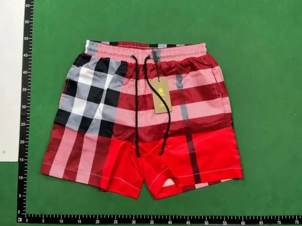 Burberry Check Print Swim Shorts Red Pink Black White - 1
