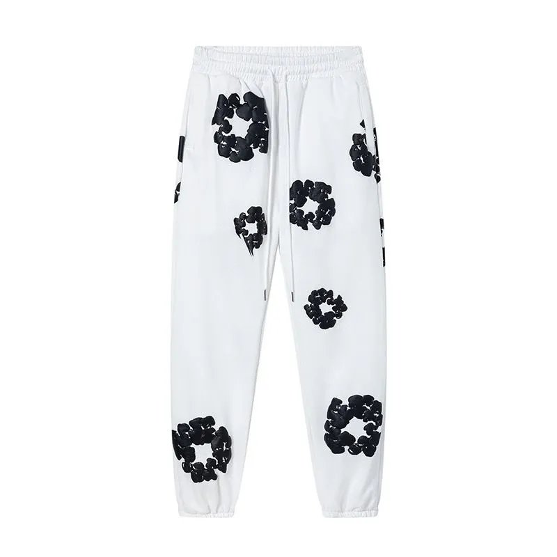 Pants black print white