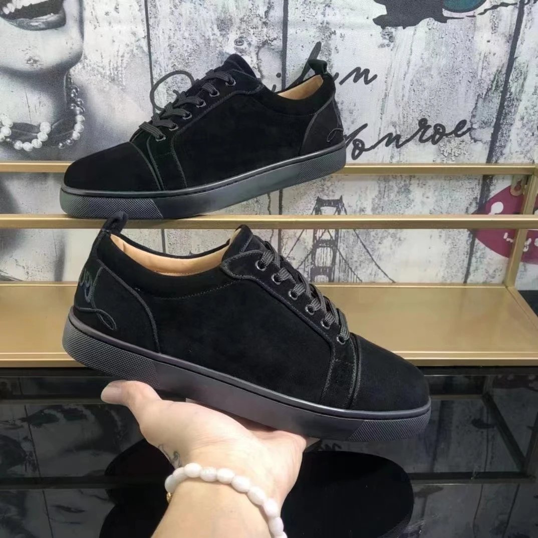 Christian Louboutin Louis Junior Black Suede Sneakers