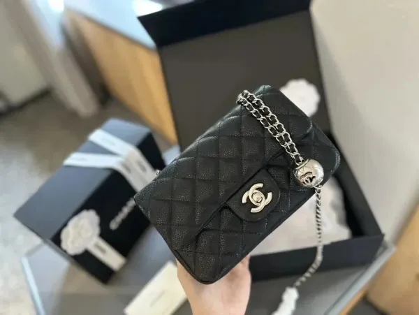 Chanel Mini Flap Bag with Top Handle in Beige Quilted Lambskin - 13