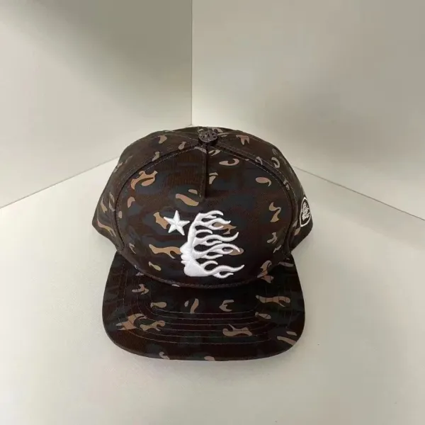 Design Embroidered Star Flame Cap Brown Baseball Cap - 42