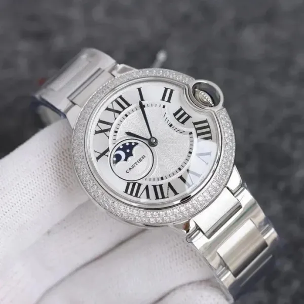 Cartier Ballon Bleu de Cartier Moonphase Rose Gold Diamond Watch - 2