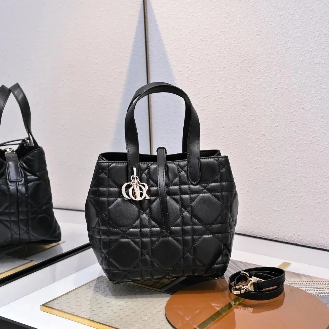 Dior Lady Dior Mini Quilted Black Leather Bucket Bag