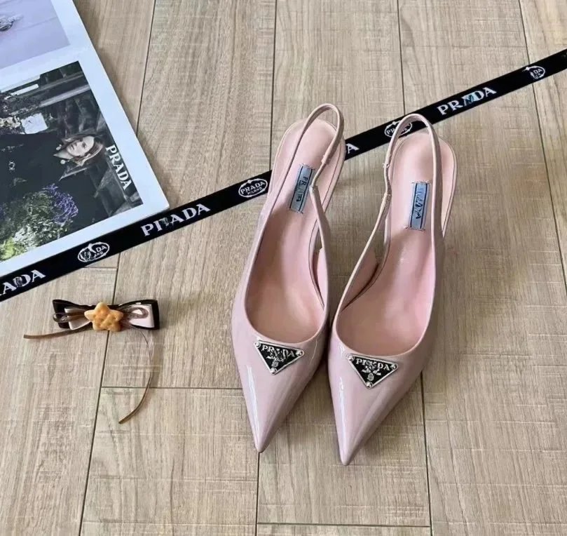 Prada Cleated Slingback Pointed-Toe Pumps White Heels - 3