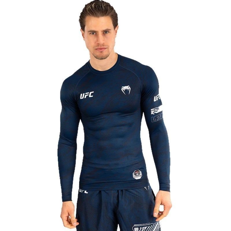 Venum UFC Authentic Fight Week T-shirt Long Sleeve Rash Guard Navy Blue