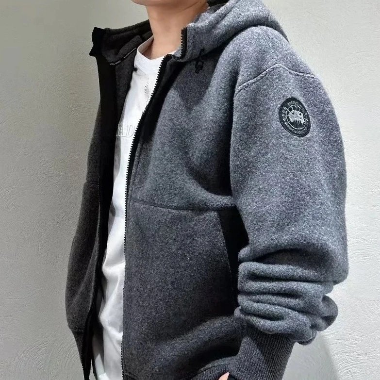 Canada Goose Grey Wool Blend Zip-Up Hoodie