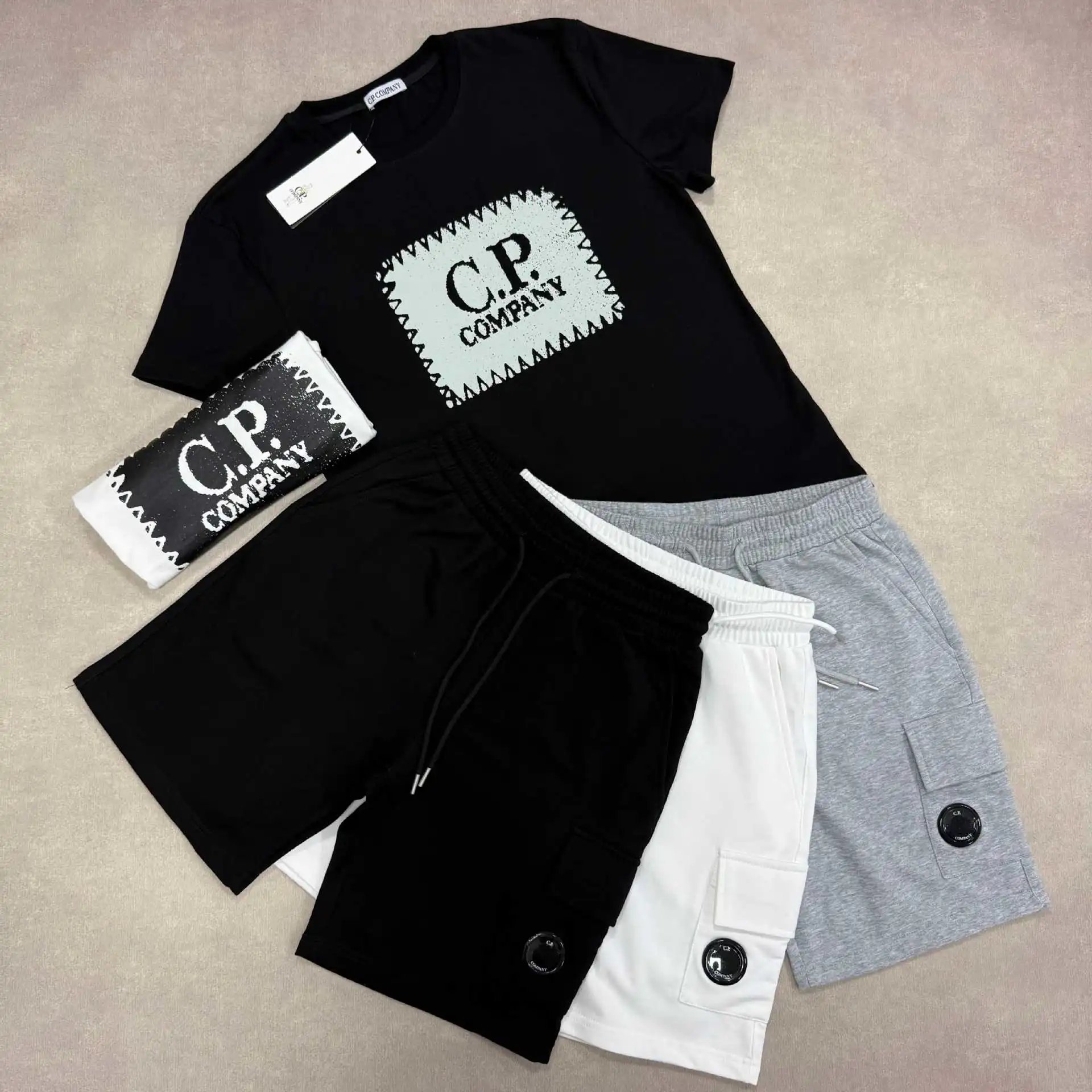 C.P. Company Men's Cotton Cargo Shorts with Goggle Lens Detail
