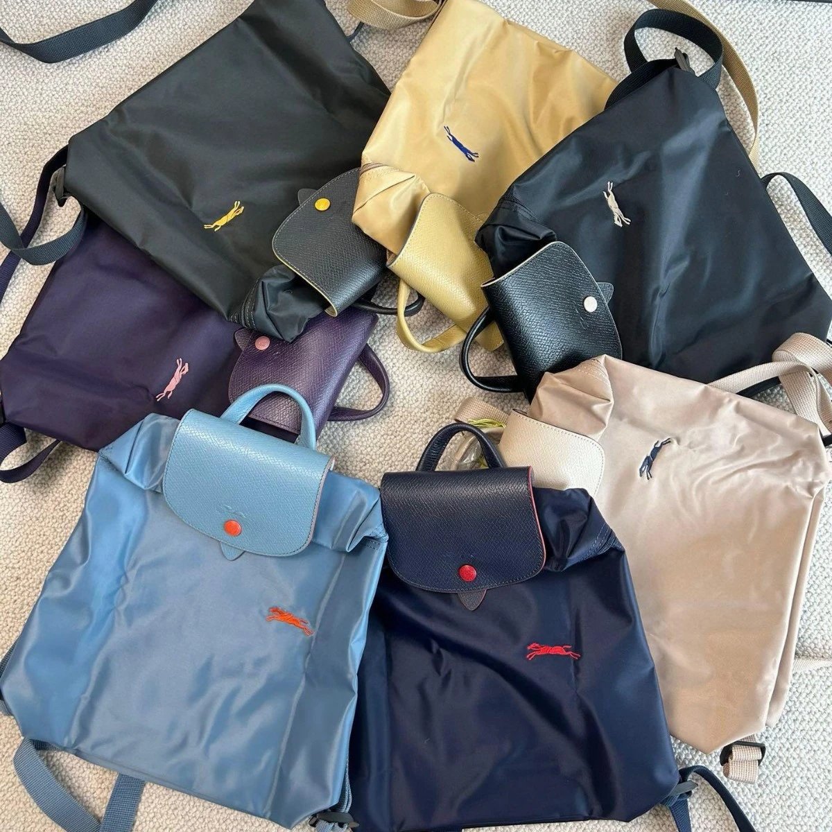 Longchamp Le Pliage Nylon Foldable Backpack with Leather Flap