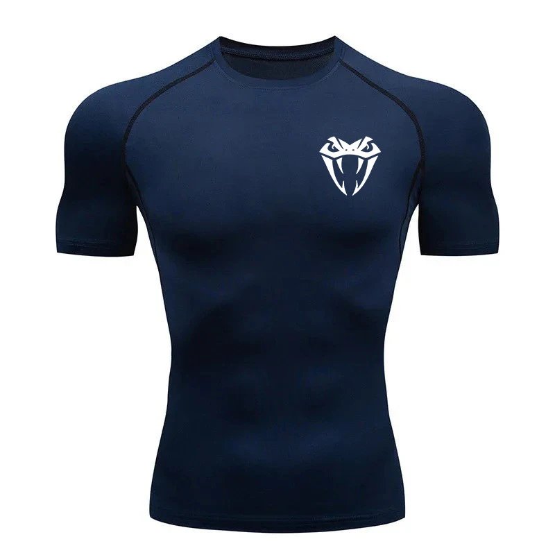 Men's Short Sleeve Compression Rash Guard with Graphic Logo
