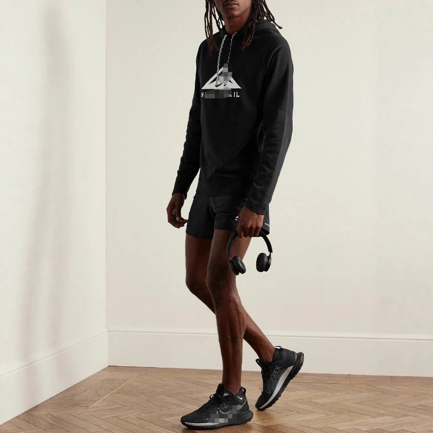 Nike Trail Black Pullover Hoodie with White Triangle Graphic