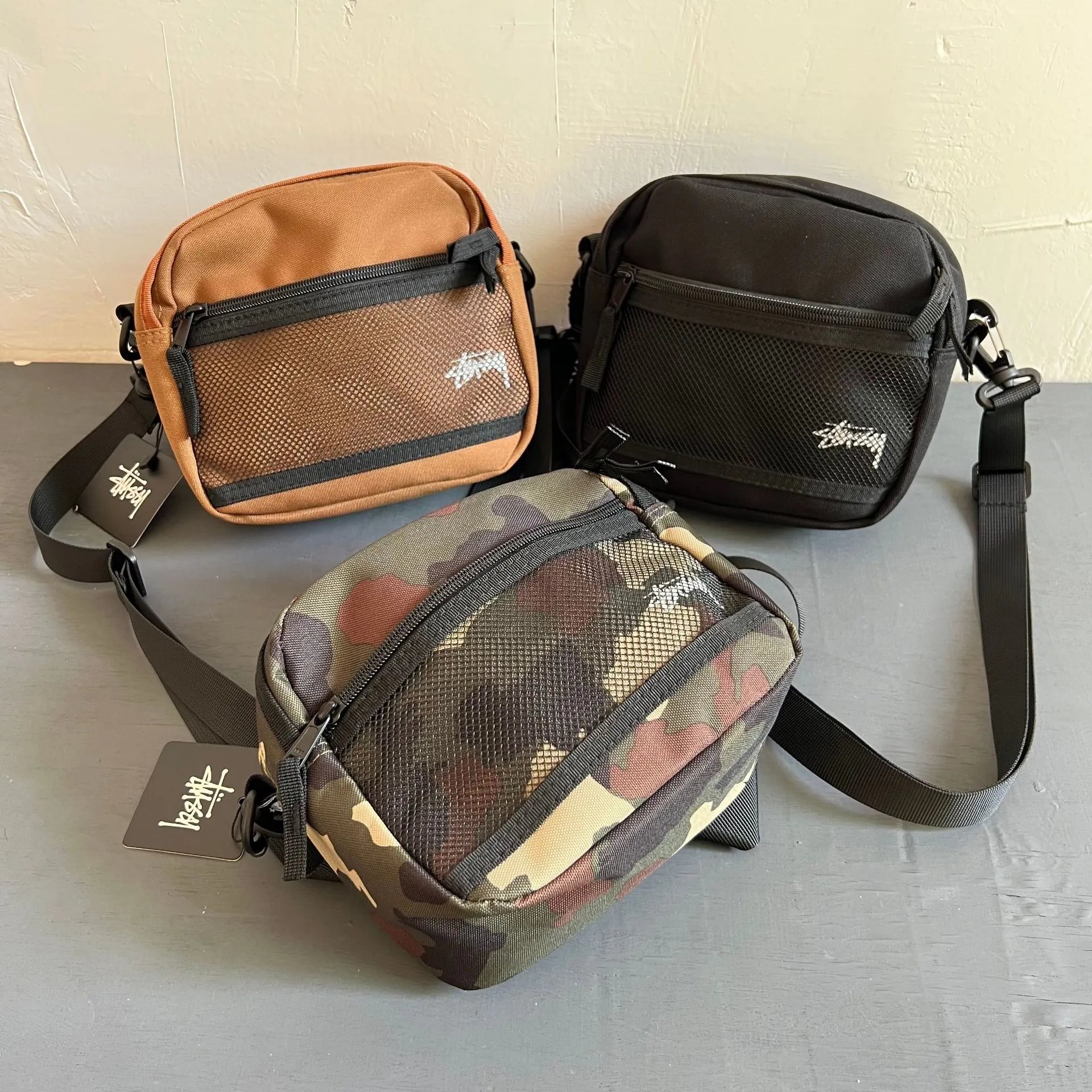 Stussy Mesh Panel Crossbody Shoulder Bag