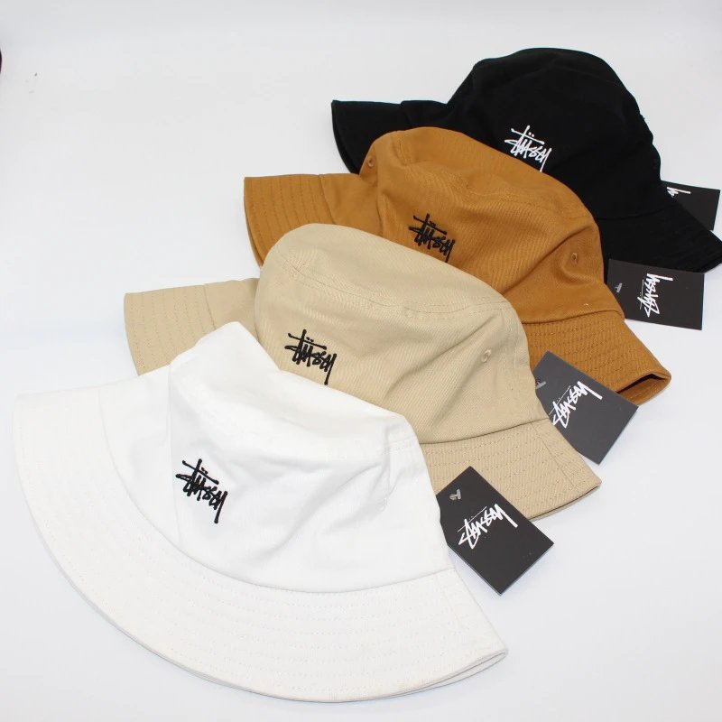 St&uuml;ssy Stock Logo Embroidered Cotton Bucket Hat