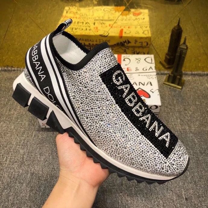 Dolce & Gabbana Rhinestone Logo Slip-on Sneaker with Chunky Sole