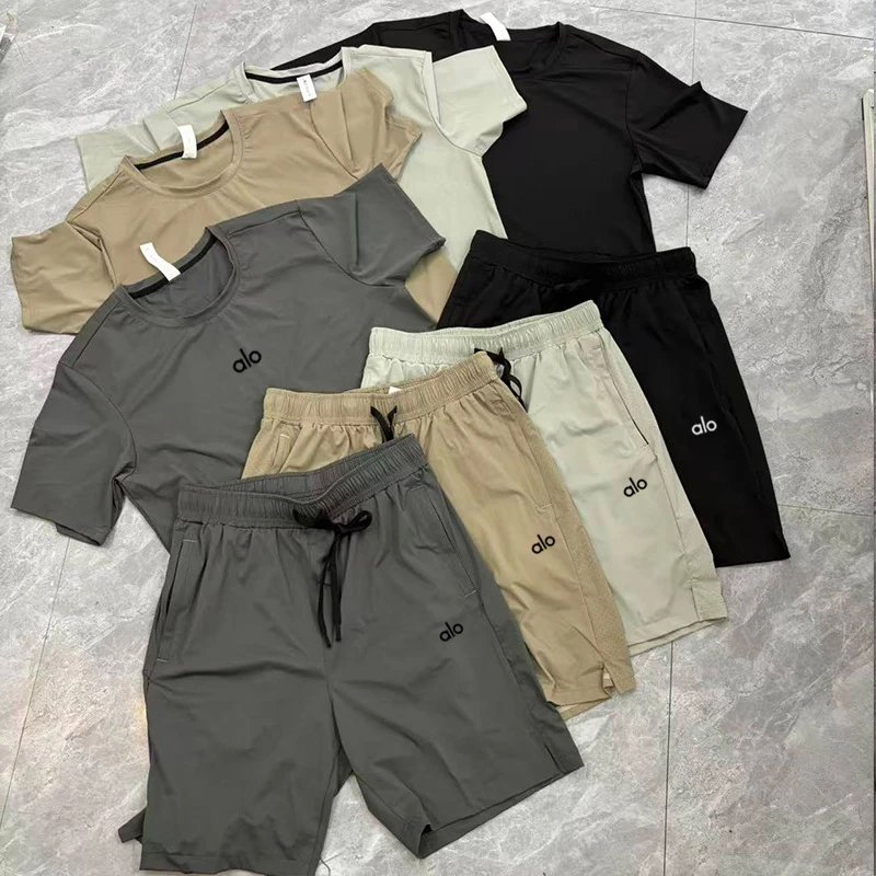 Alo Yoga Men's Logo T-Shirt and Drawstring Shorts Set