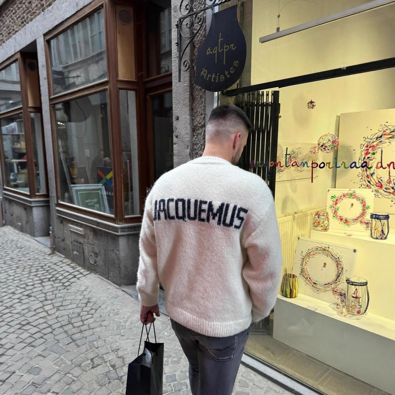 Jacquemus Crewneck Sweater with Back Logo Intarsia Knit