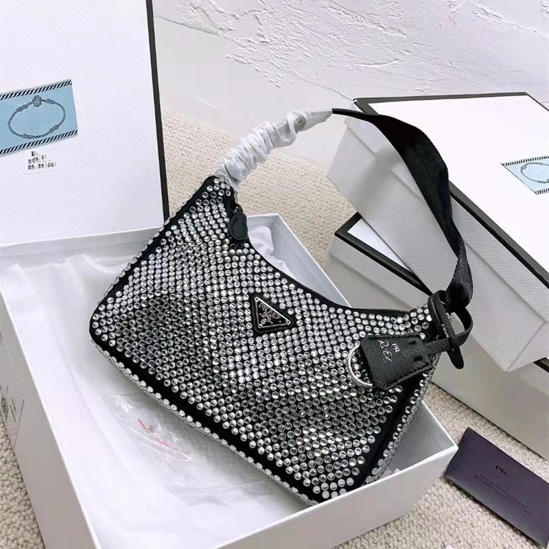 Prada Re-Edition 2005 Crystal Embellished Nylon Shoulder Bag