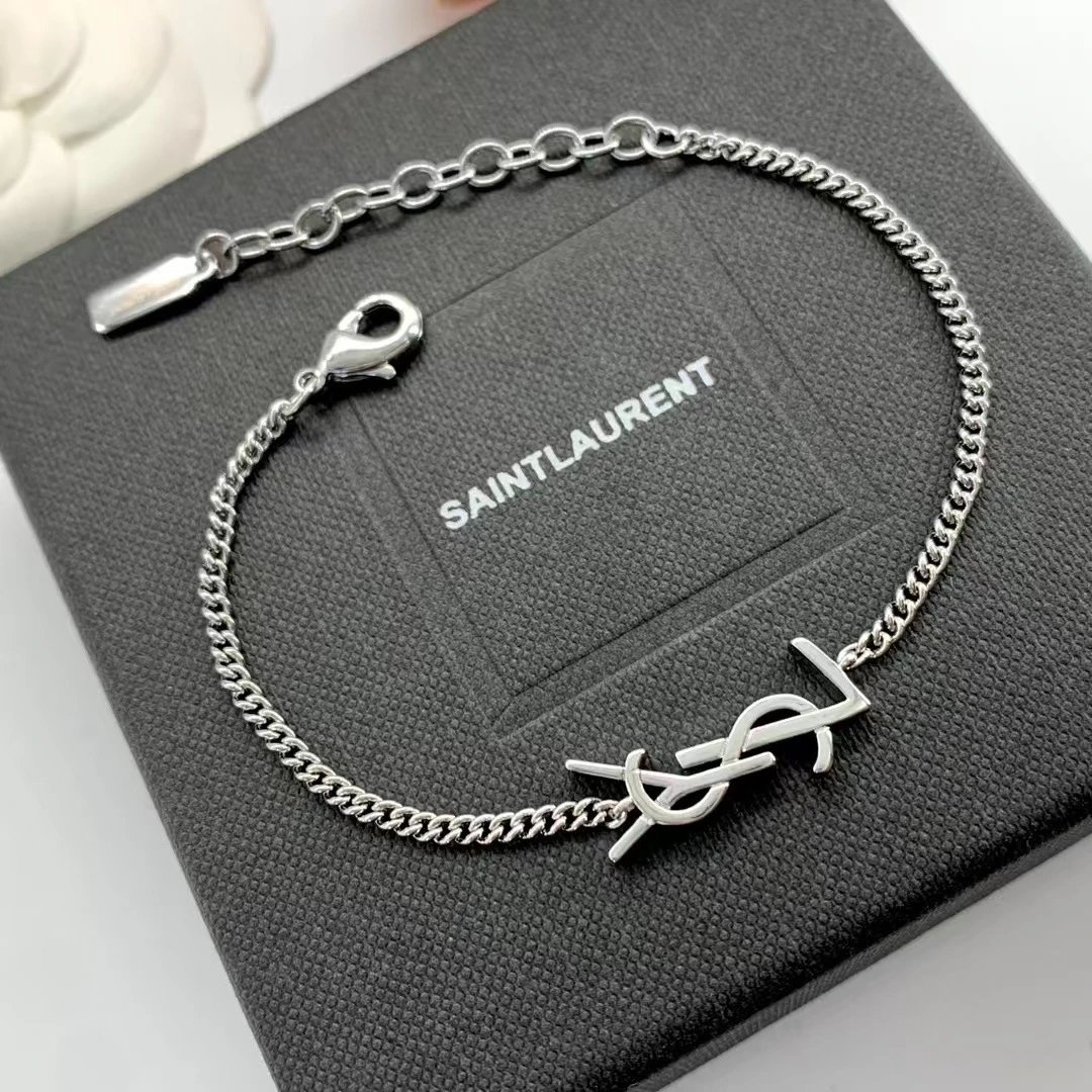 Saint Laurent YSL Monogram Logo Chain Bracelet