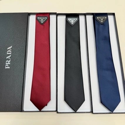 Prada Men's Silk Necktie with Triangle Logo Plaque