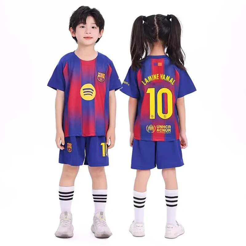 Kids Soccer Jersey and Shorts Set with Player Names and Numbers