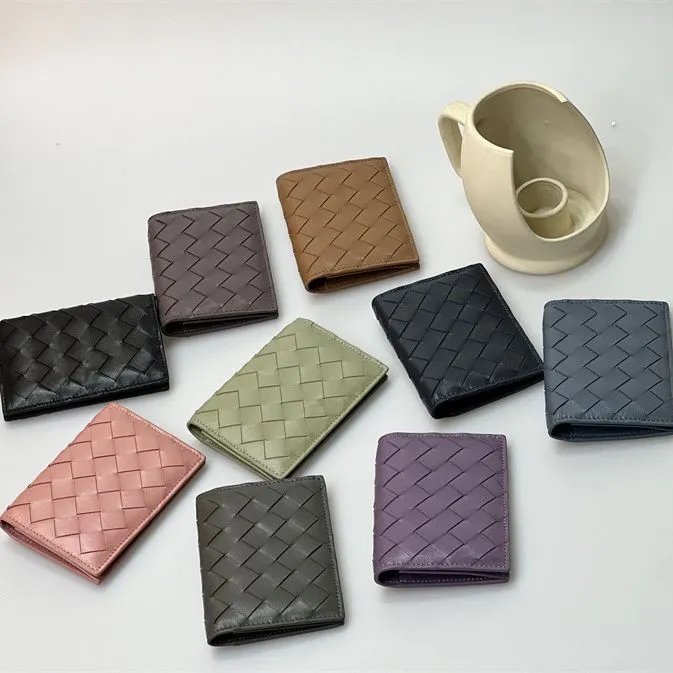 Woven Leather Bifold Wallet in Multiple Colors
