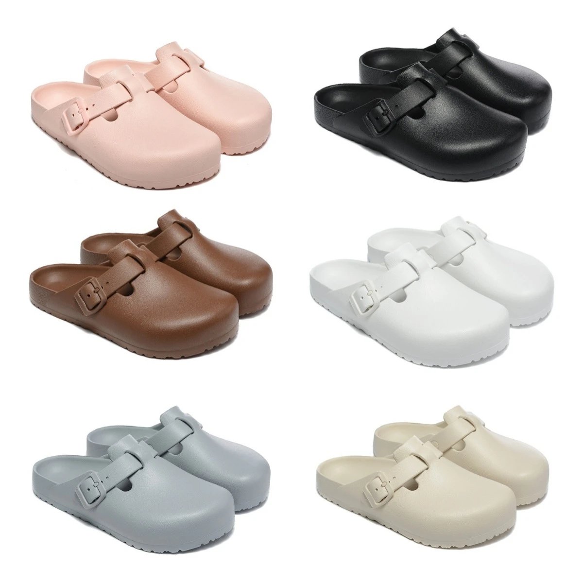 Unisex Double Buckle Strap Closed Toe Clog Mule