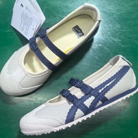 Onitsuka Tiger Mexico 66 Ballet Mary Jane Flats with Scalloped Stripes