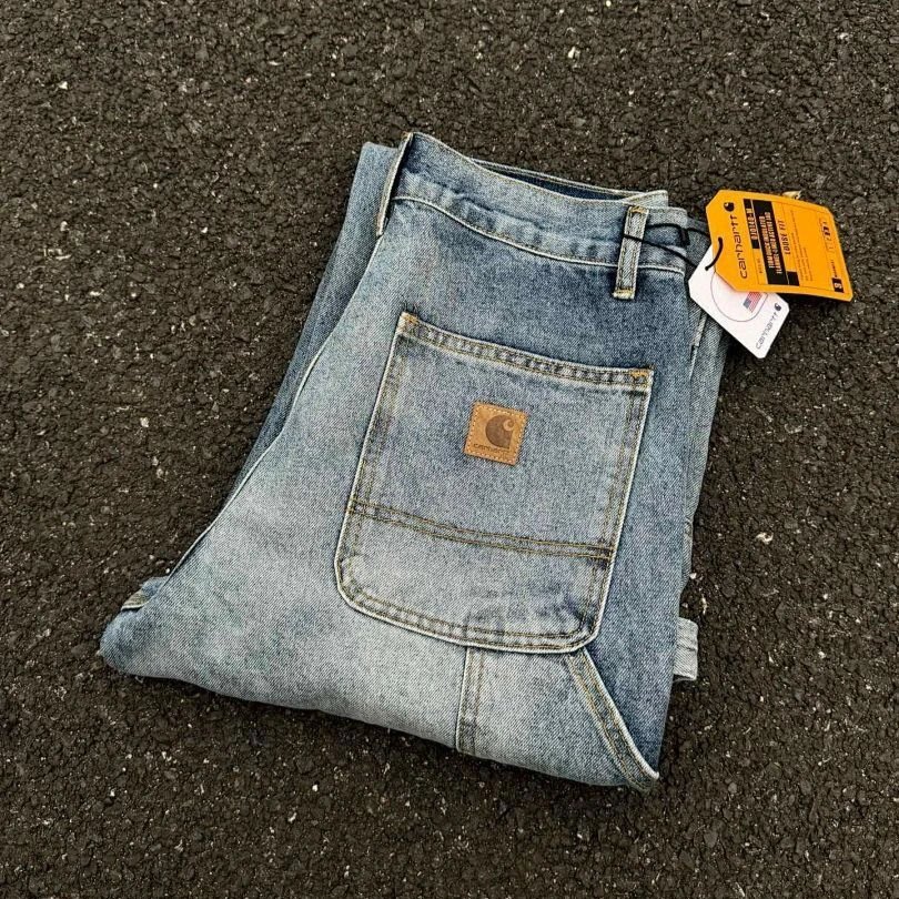 Carhartt Men's Light Wash Double Knee Work Jeans