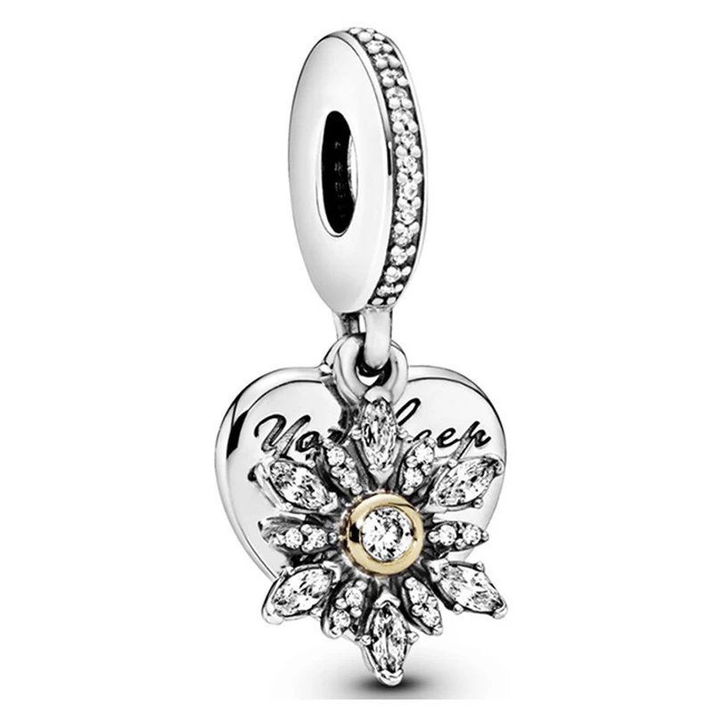 Pandora Two-Tone Heart Dangle Charm with Engraved Message