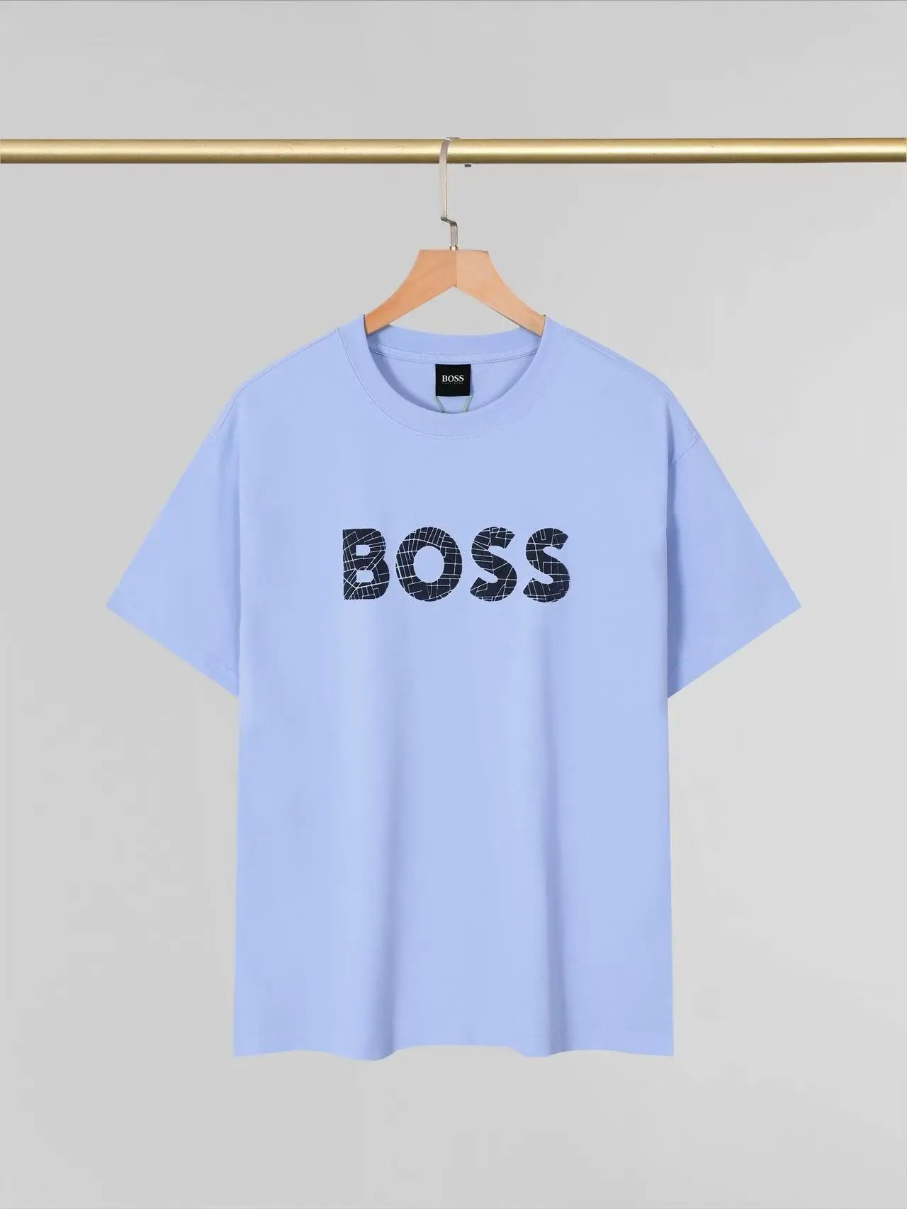 BOSS Men's Short Sleeve T-Shirt with Large Grid Logo Print