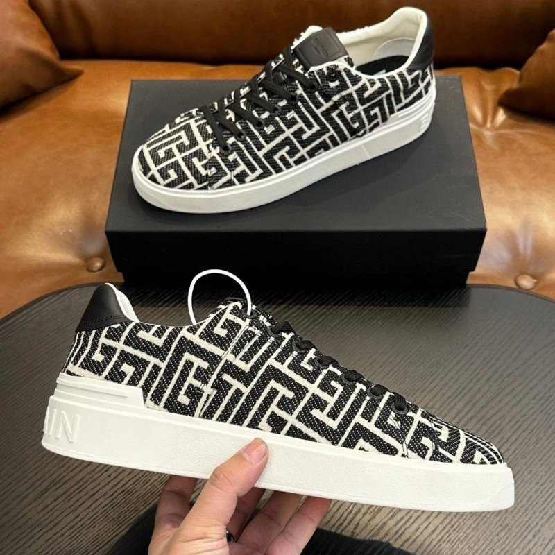 Balmain B-Bold Low-Top Sneaker with Monogram Knit Upper