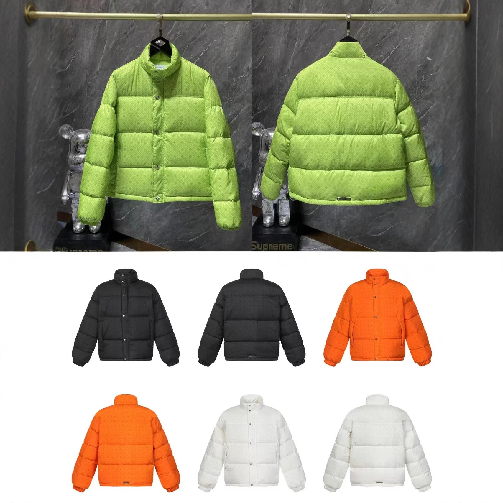 Louis Vuitton Monogram Puffer Jacket with Stand Collar