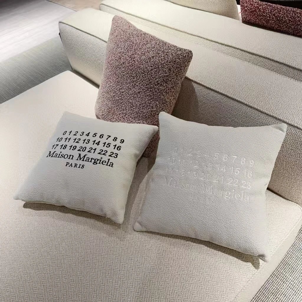Maison Margiela Numbered Logo Embroidered Throw Pillow