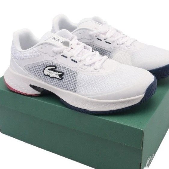 Lacoste Men's White Mesh Low-Top Tennis Sneakers