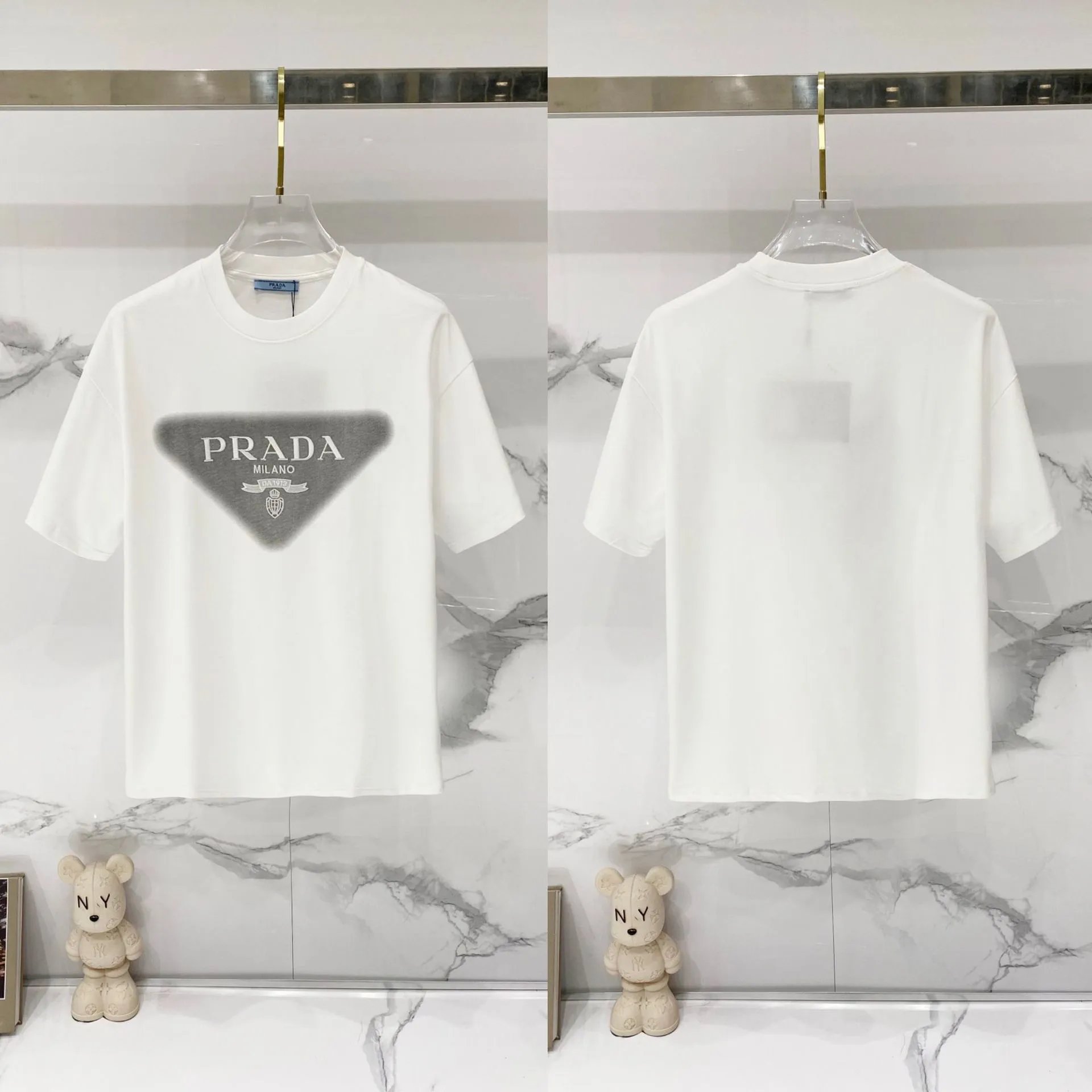 Prada Milano Triangle Logo Graphic Cotton T-Shirt