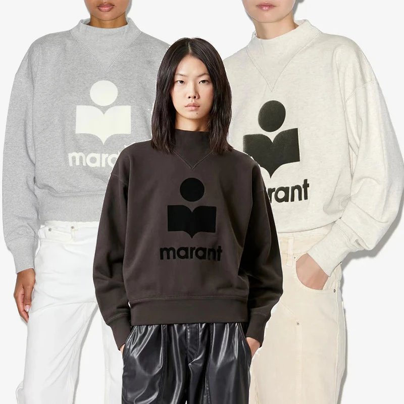 Isabel Marant Geometric Logo Print Mock Neck Sweatshirt