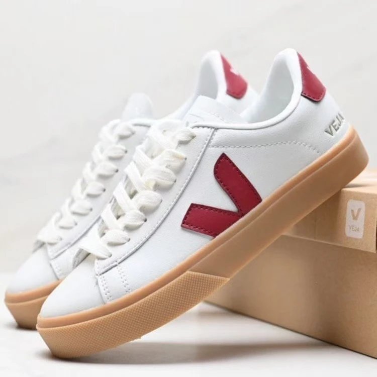 VEJA V-10 Leather Low-Top Court Sneaker with Signature V Logo